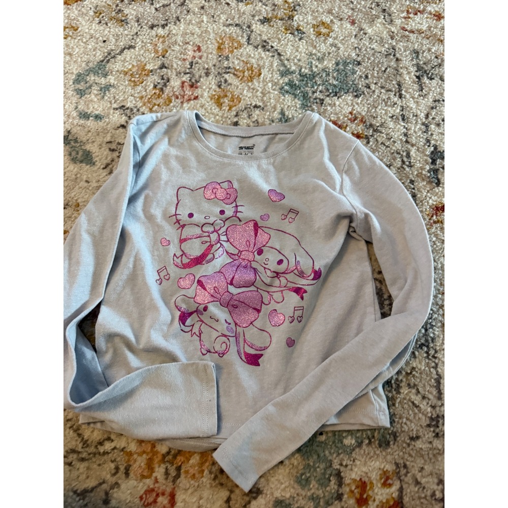 Childrens Place Hello Kitty My Melody Cinnamoroll Long Sleeve Shirt Grey L 10/12